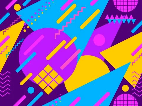 Memphis seamless pattern. Geometric elements memphis in the style of 80s. Vec Stock Illustration