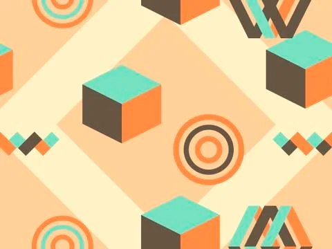 Memphis seamless pattern. Geometric elements memphis in the style of 80's. Is 库存插图