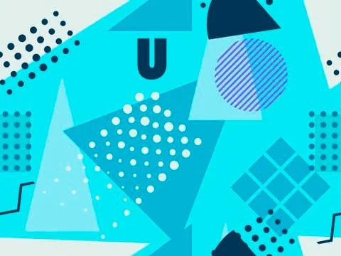 Memphis seamless pattern. Geometric elements memphis in the style of 80s. Blu Stock Illustration