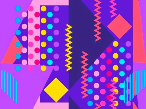 Memphis seamless pattern. Geometric elements memphis in the style of 80s and  Illustrazione stock