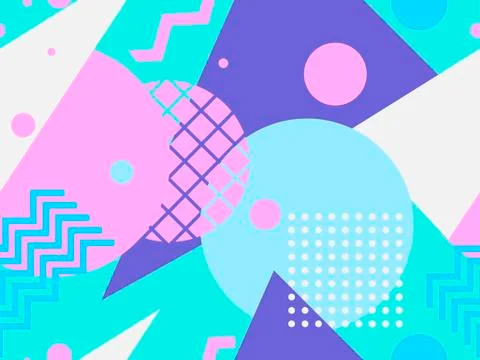Memphis seamless pattern. Geometric elements memphis in the style of 80's. Ve Illustrazione stock
