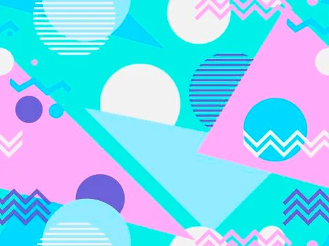 Memphis seamless pattern. Geometric elements memphis in the style of 80's. Ve Stock Illustration