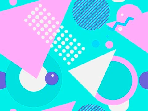 Memphis seamless pattern. Geometric elements memphis in the style of 80's. Ve 库存插图