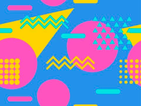 Memphis seamless pattern. Geometric elements memphis in the style of 80's. Ve Illustrazione stock