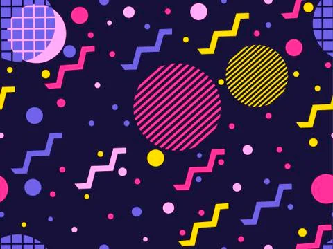 Memphis seamless pattern. Geometric elements memphis in the style of 80's. Ve 库存插图