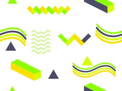 Memphis seamless pattern. Geometric elements memphis in the style of 80's. Ba Stock Illustration