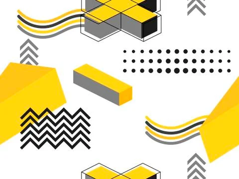 Memphis seamless pattern. Geometric elements memphis in the style of 80's. Ba Stock Illustration