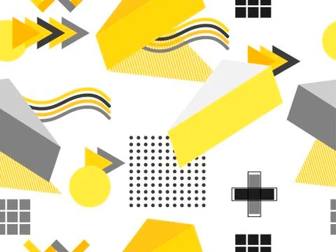 Memphis seamless pattern. Geometric elements memphis in the style of 80's. Ba Stock Illustration