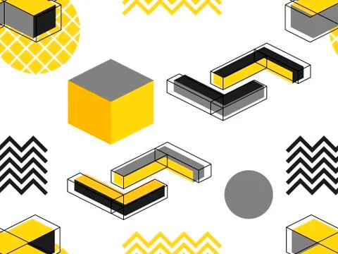 Memphis seamless pattern. Geometric elements memphis in the style of 80's. Ba Stock-Illustration