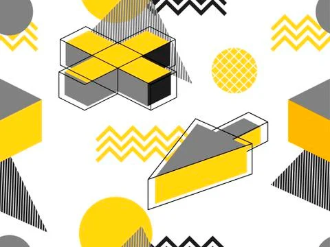 Memphis seamless pattern. Geometric elements memphis in the style of 80's. Ba Stock Illustration