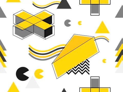 Memphis seamless pattern. Geometric elements memphis in the style of 80's. Ba Illustrazione stock