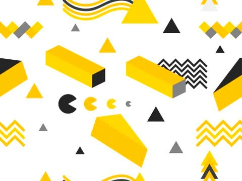 Memphis seamless pattern. Geometric elements memphis in the style of 80's. Ba 스톡 일러스트