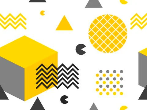 Memphis seamless pattern. Geometric elements memphis in the style of 80's. Ba Illustrazione stock