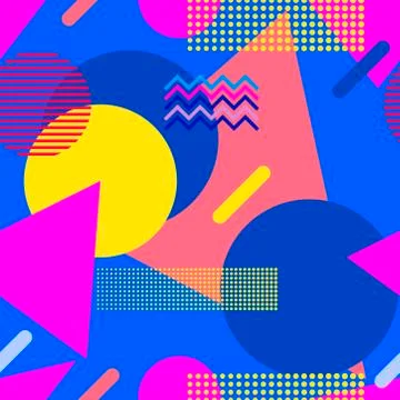 Memphis seamless pattern. Geometric elements memphis in the style of 80s and  Stock-Illustration