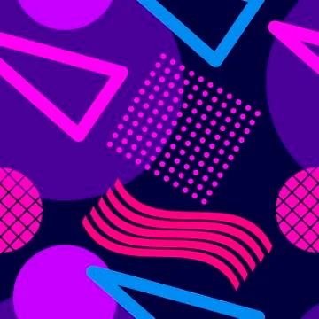 Memphis seamless pattern. Geometric elements memphis in the style of 80s and  Illustrazione stock