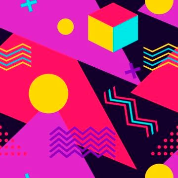 Memphis seamless pattern. Geometric elements memphis in the style of 80s and  Stock Illustration