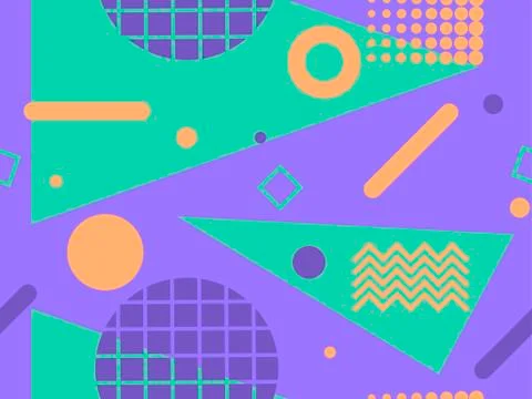 Memphis seamless pattern. Geometric elements memphis in the style of 80s. Vec Stock Illustration