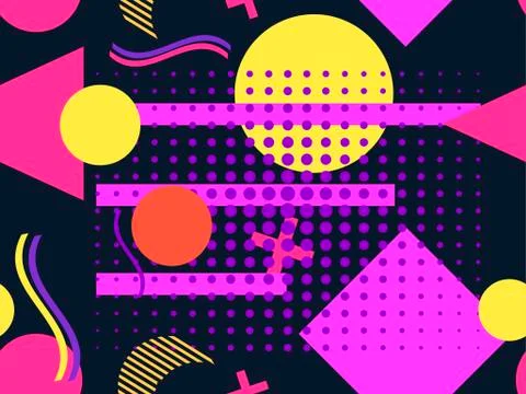 Memphis seamless pattern. Geometric elements memphis in the style of 80s. Pop Illustrazione stock
