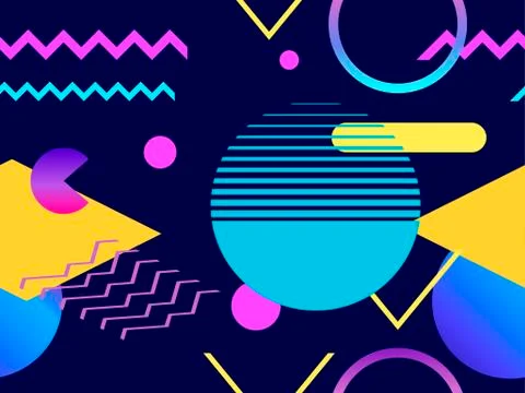 Memphis seamless pattern. Geometric elements memphis in the style of 80s with Stock Illustration