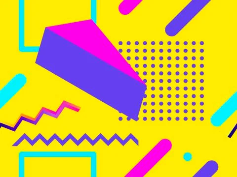 Memphis seamless pattern. Geometric elements memphis in the style of 80s with Stock Illustration