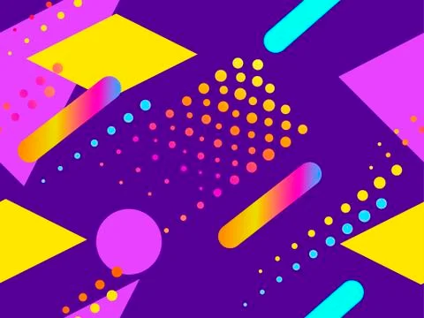Memphis seamless pattern. Geometric elements memphis in the style of 80s with 库存插图
