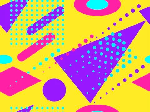Memphis seamless pattern. Geometric elements memphis in the style of 80s with Illustrazione stock