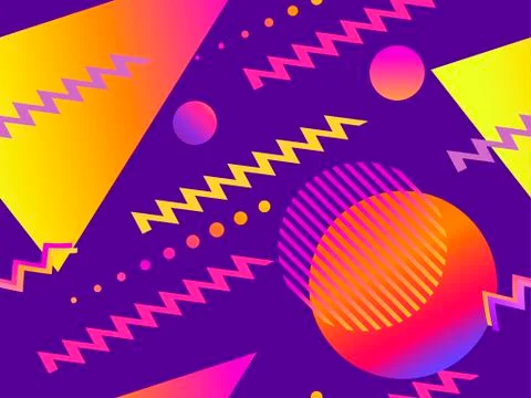 Memphis seamless pattern. Geometric elements memphis in the style of 80s with Stock Illustration