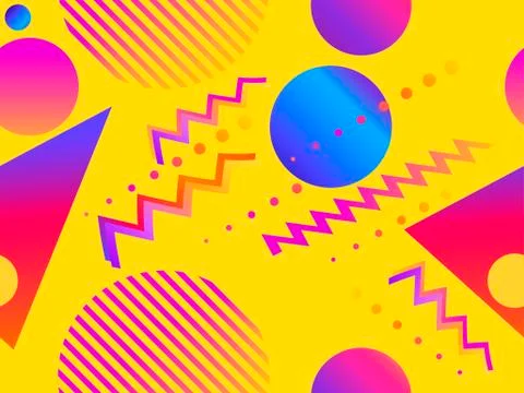 Memphis seamless pattern. Geometric elements memphis in the style of 80s with 스톡 일러스트