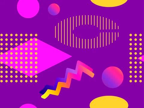 Memphis seamless pattern. Geometric elements memphis in the style of 80s with Stock Illustration