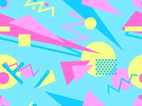 Memphis seamless pattern. Geometric elements memphis in the style of 80's. Tr Stock Illustration