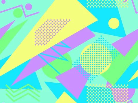 Memphis seamless pattern. Geometric elements memphis in the style of 80's. Tr Stock Illustration