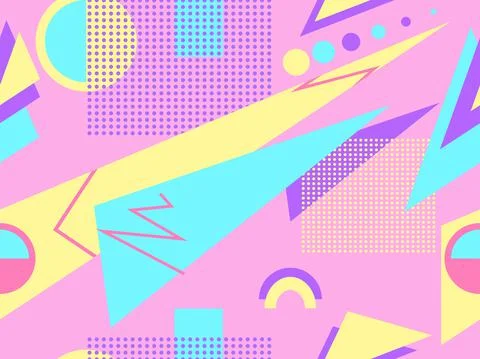 Memphis seamless pattern. Geometric elements memphis in the style of 80's. Tr Stock Illustration