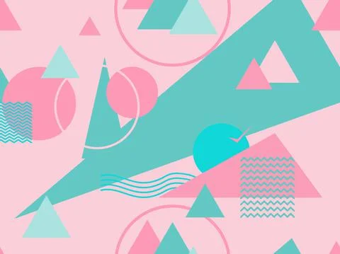 Memphis seamless pattern. Geometric elements memphis in the style of 80's. Tr Illustrazione stock