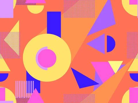 Memphis seamless pattern. Geometric elements memphis in the style of 80's. Tr Stock Illustration
