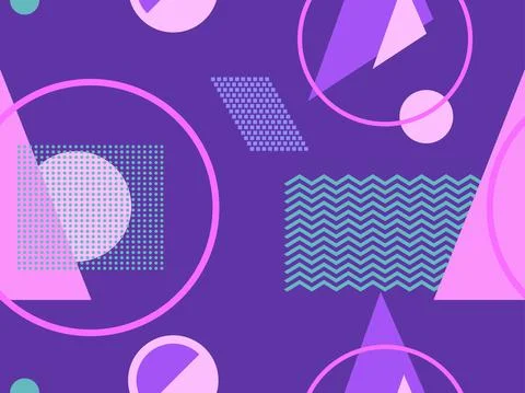 Memphis seamless pattern. Geometric elements memphis in the style of 80's. Tr Illustrazione stock