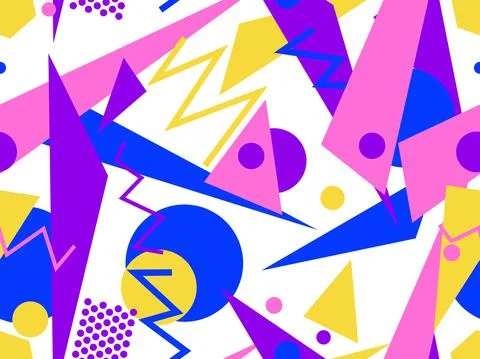 Memphis seamless pattern. Geometric elements memphis in the style of 80's. Tr Stock Illustration