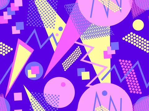 Memphis seamless pattern. Geometric elements memphis in the style of 80's. Tr イラスト素材
