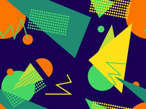 Memphis seamless pattern. Geometric elements memphis in the style of 80's. Tr 스톡 일러스트