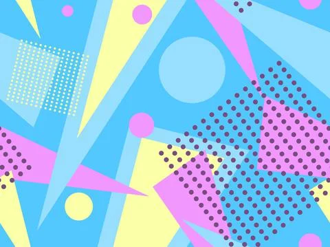 Memphis seamless pattern. Geometric elements memphis in the style of 80's. Tr 스톡 일러스트