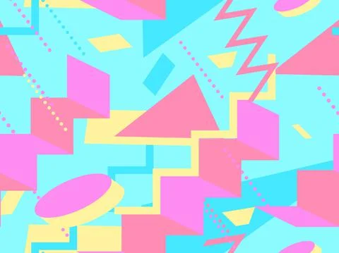 Memphis seamless pattern. Geometric elements memphis in the style of 80's. Ba Stock Illustration