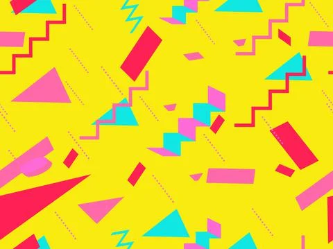 Memphis seamless pattern. Geometric elements memphis in the style of 80's. Ba Illustrazione stock