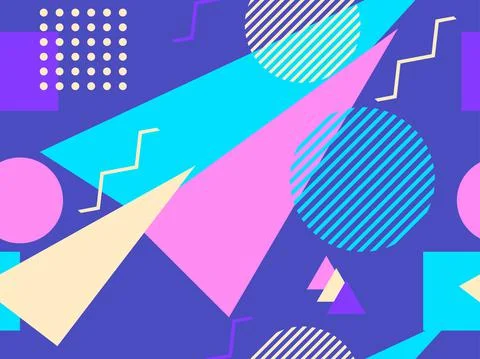 Memphis seamless pattern. Geometric elements memphis in the style of 80's. Tr 스톡 일러스트