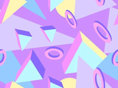 Memphis seamless pattern. Geometric elements memphis in the style of 80's Illustrazione stock