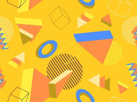 Memphis seamless pattern. Geometric elements memphis in the style of 80's. Tr Illustrazione stock