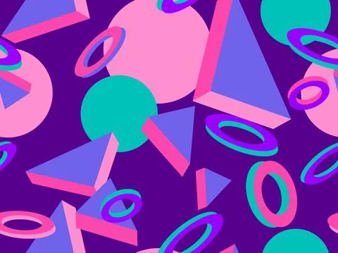 Memphis seamless pattern. Geometric elements memphis in the style of 80's. Tr Illustrazione stock