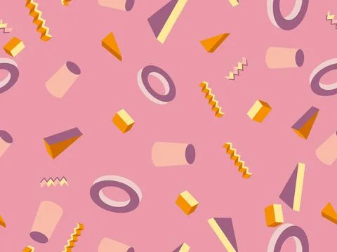 Memphis seamless pattern. Geometric elements memphis in the style of 80's. Tr 스톡 일러스트