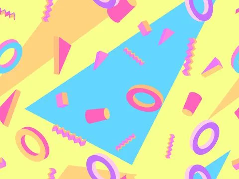 Memphis seamless pattern. Geometric elements memphis in the style of 80's. Tr Stock-Illustration