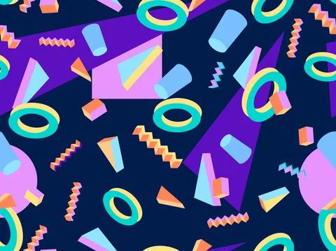 Memphis seamless pattern. Geometric elements memphis in the style of 80's. Tr Stockillustratie