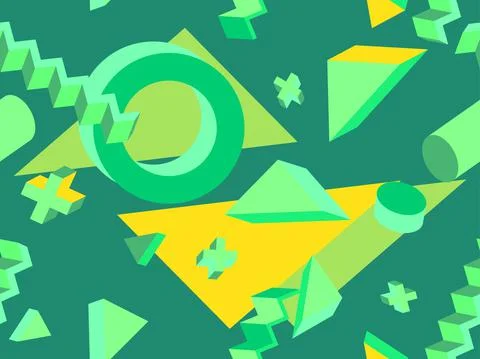 Memphis seamless pattern. Geometric elements memphis in the style of 80's. Tr 스톡 일러스트