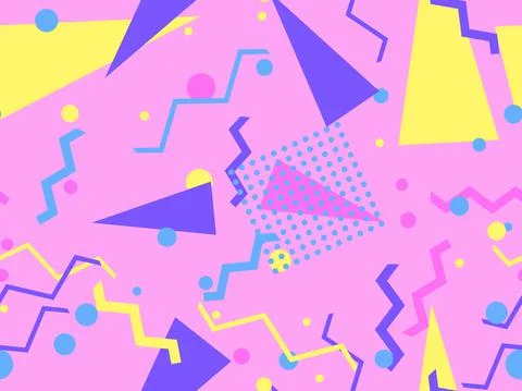 Memphis seamless pattern. Geometric elements memphis in the style of 80's Stock-Illustration